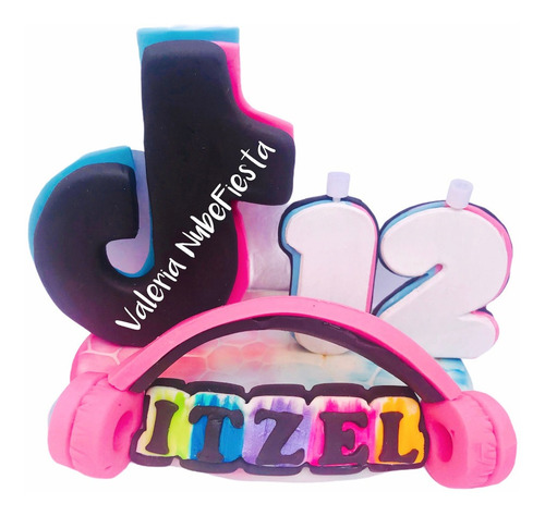 Cake Topper Tik  Tok Vela Musica Neon Vela Pasta Francesa