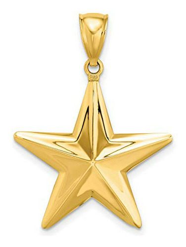 Dije De Estrella Náutica En 3d En Oro Amarillo Real De 14 K,