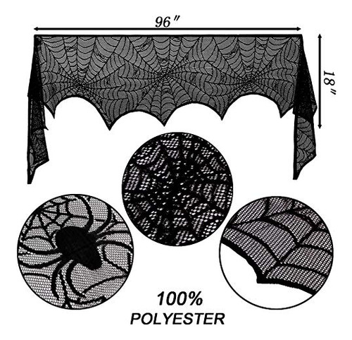 Mantel Rectangular De Encaje Telaraña Para Halloween 46 X 24