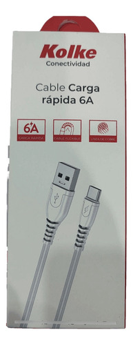 Kolke Cable Usb A Micro Usb 6a 1mt Blanco Carga Rapida Kcc-1