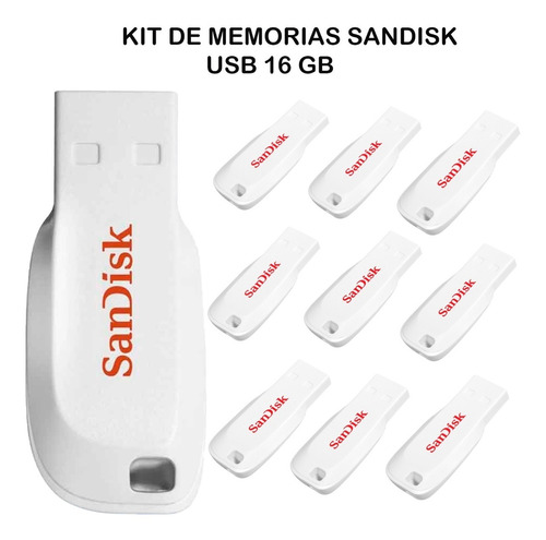 Kit 10 Memorias Usb 16gb Sandisk Mayoreo Cruzer Blade Barata