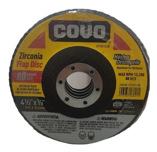 Disco Flap 4 1/2  Zirconio  Grano 40-60-80  Para Pulir 