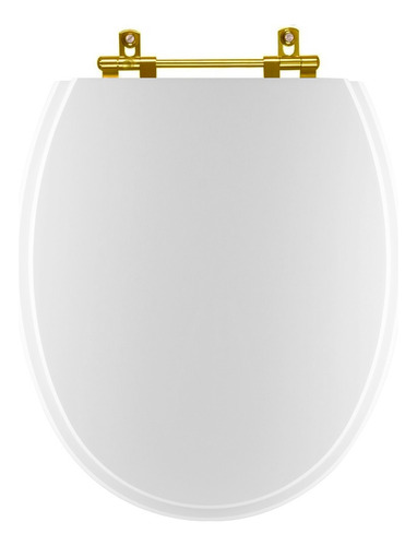 Assento Sanitário Poliéster Spot Branco Com Ferragem Dourada Cor Dourado