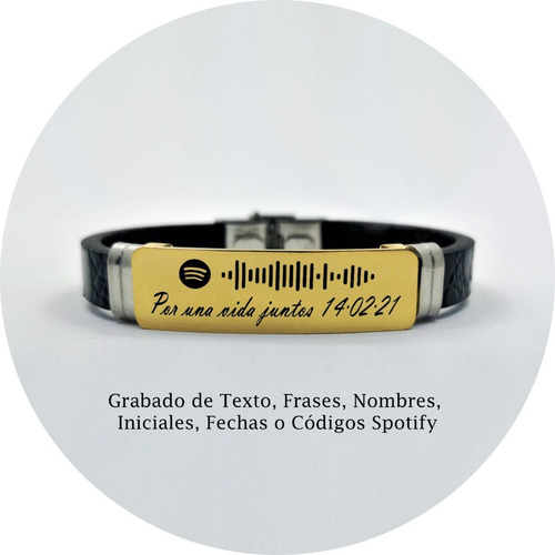Imagen 5 de 10 de Pulsera Spotify Acero Grabado Láser Personalizado 1164