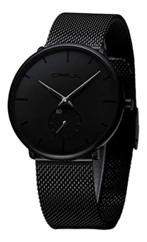 Reloj Negro Hombre Crrju Alta Calidad Detalles