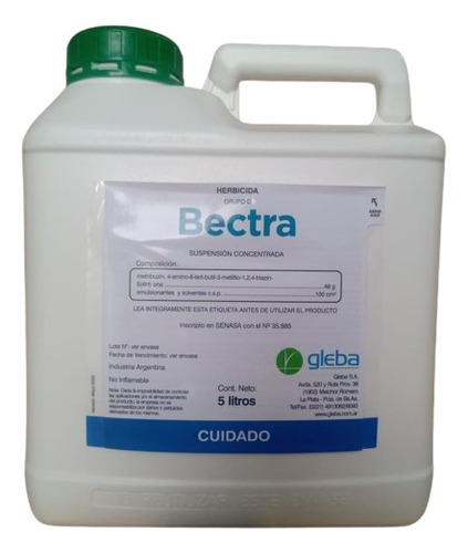 Herbicida Bectra - Metribuzin 48 G De Gleba - 5 Lts