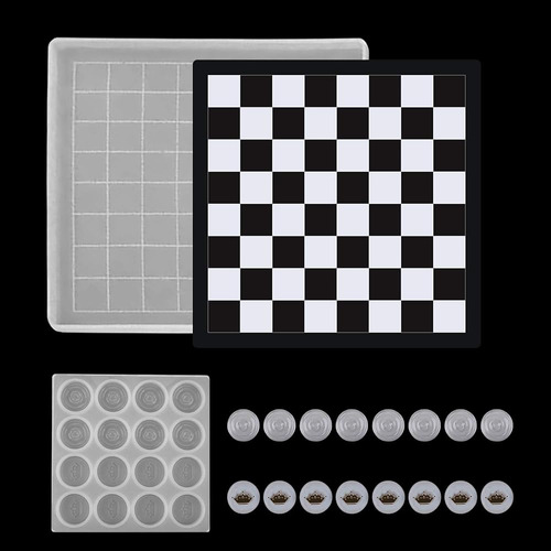 2pcs Silicone Molds Set (1x Moldeo De Resina Checker + 1x Mo