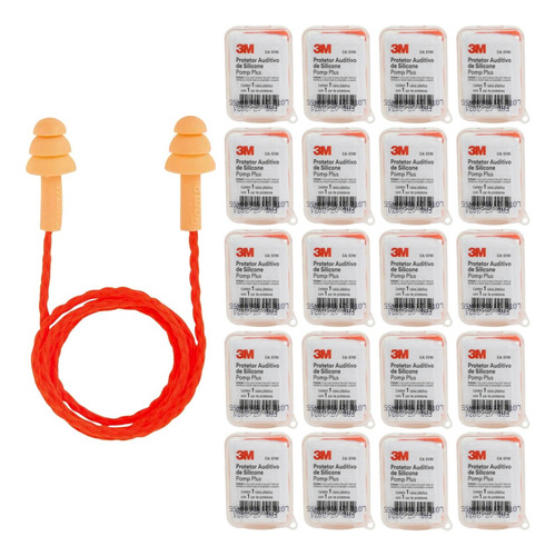 Kit 50 Protetor Auricular Plug Silicone Pomp Plus 3m 19db