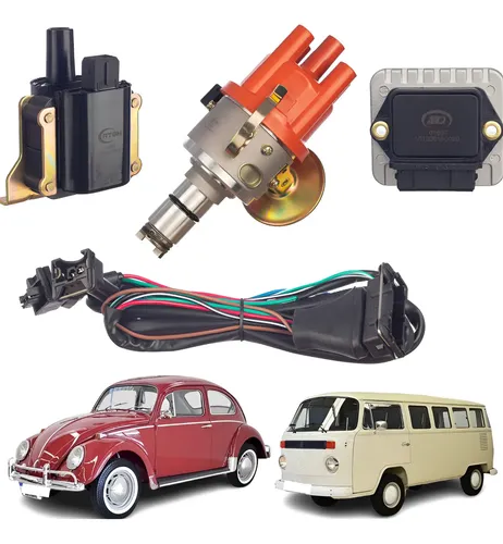 Repetidor Vhf Bobina Distribuidora Electrónica Para VW Beetle - Con Enchufes Cortos Y Cables Rojos Bobina Y Rotor Rojo Para Vw Clásico