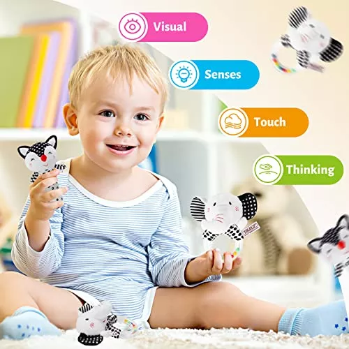  Sonajeros para bebés de 0 a 6 meses: sonajeros suaves para bebés  de 0 a 6 meses, juguetes sensoriales para recién nacidos, juguetes para  bebés en blanco y negro de alto