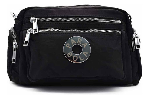 Bandolera Mujer Urbana Nylon Multifunción Correa Ajustable Negro Lisa Níquel Negro
