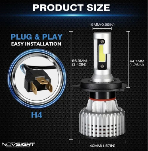 Bombillos Led Novsight L2 10000lm 72w 6500k H1 H3 H4 H7 H11