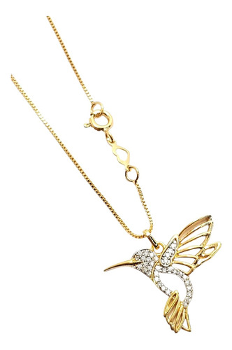 Conjunto Cadena De Oro Laminado 18k + Dije Colibri Bellanel 