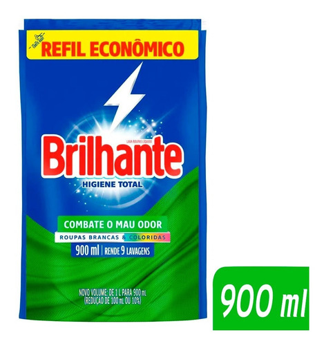 Refil Sabao Liquido Brilhante Higiene Total Sache 900 Ml