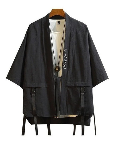 Hombres Japonés Bordado Kimono Chamarra Cardigan Retro