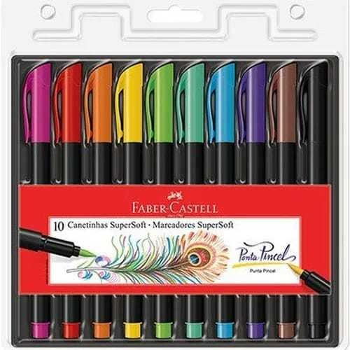 Caneta Brush Pen Pincel Faber Castell 10 Cores Lançamento
