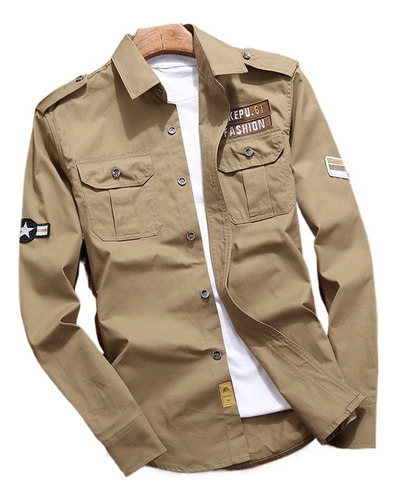 Camisas Para Hombre, Estilo Militar, Informal, Retro, Entall