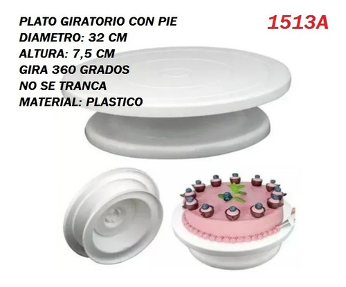 Imagen 2 de 2 de # Plato Con Pie Para Torta - Giratorio - 32 Cm (1513a)