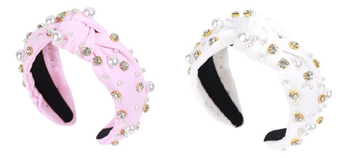2pcs Elegante Diadema Anudada De Tela De Ala Ancha Para Niña