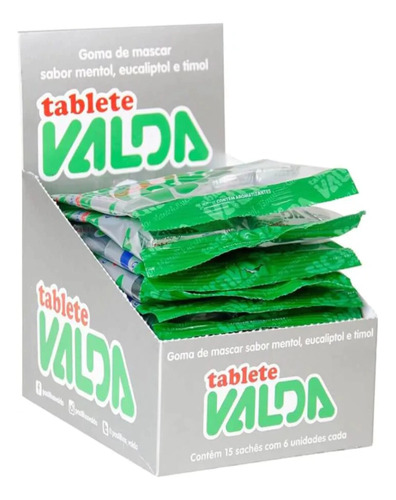 Display Goma De Mascar Mentol, Eucalipto Sashe 15x24g Valda