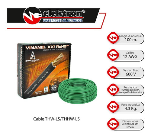 Imagen 3 de 7 de Caja 100 Mts Cable Negro Thw Cal 12 Aw Condumex Vinanel Xxi