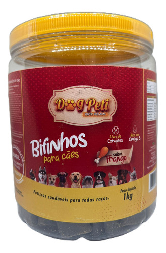 Bifinho Sabor Frango Dog Peti 1kg Petisco Super Premium