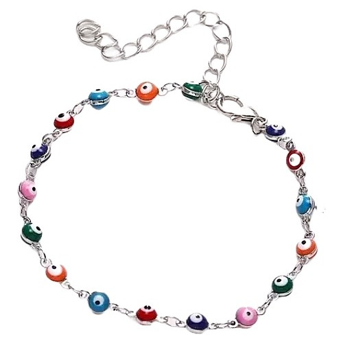 Pulsera Ojos Turcos Con Cadena Dorada De Eslabones