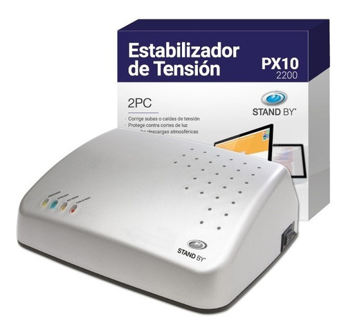 Estabilizador De Tensión Para 2 Pc 4 Tomas Stand By Px102200