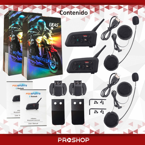 Kit 2 Intercomunicadores Moto Cascos Inalambricos Bluetooth!