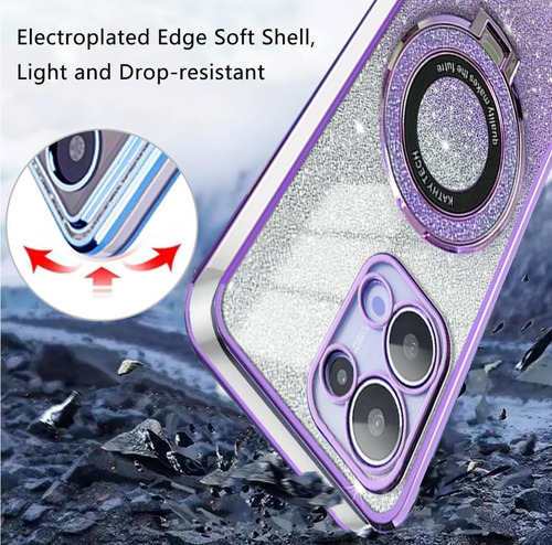 Funda Para Redmi A3 /a3x Case Brillo Brillante Niña Soporte Morado Para Redmi A3 /a3x