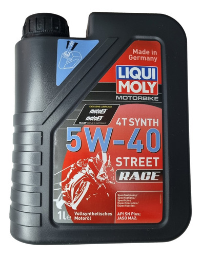 Aceite Liqui Moly 4t Sintetico 5 W 40 Street Race 1 Litro