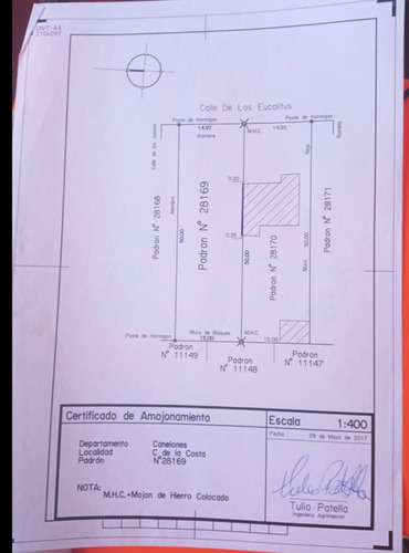 Dueño Vende. Terreno Solymar, 750 Mt2, A 150 Mtsla Rambla