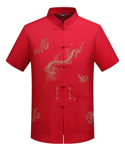 Camisas Bordadas Con Forma De Dragón Para Hombre, Ropa Holga