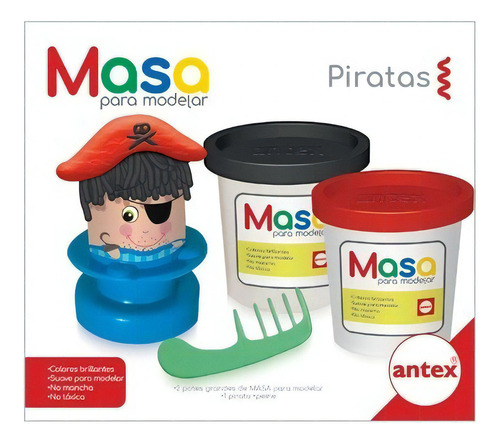 Set Masas Para Moldear Antex Piratas Color Azul