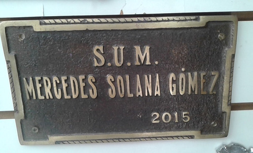 Placa Recordatoria Cementerio Fundicion Bronce