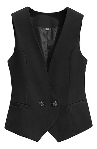 Chaleco Blazer De Vestir Formal Para Mujer Delgado Con Dos B