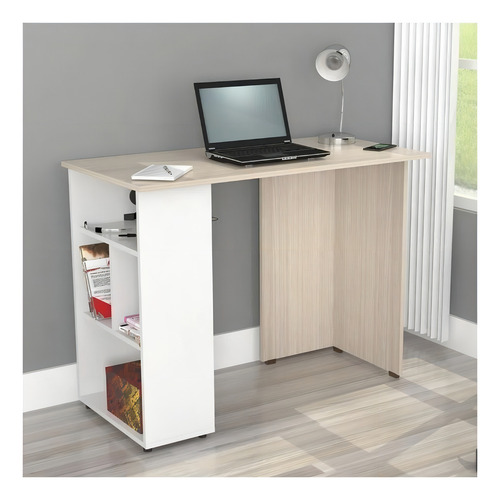 Escritorio Inval ES9903 melamina de 100cm x 75cm x 50cm arena y blanco
