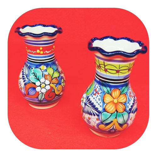 Imagen 2 de 2 de Set 3 Florerito Color 15 Cm De Talavera Poblana Fl Cr