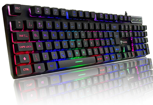 Teclado Gamer Semi Mecânico Usb Rgb Pc Computador Videogame Cor de teclado Preto