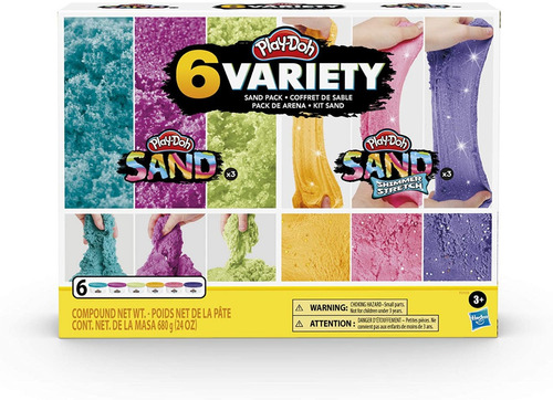 Play-doh Sand 6 Variedades/slime Arena Sensorial Brillo 