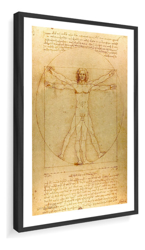 Quadro Decorativo Leonardo Da Vinci Homem Vitruviano 75x122