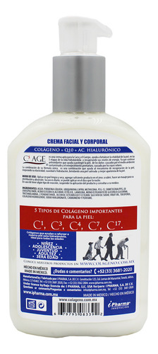 Crema De Colágeno + Ácido Hialurónico + Q10 C5 Age 240 Ml