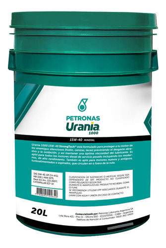 Aceite De Motor Petronas Mineral 15w40 20lts Urania 1000 810