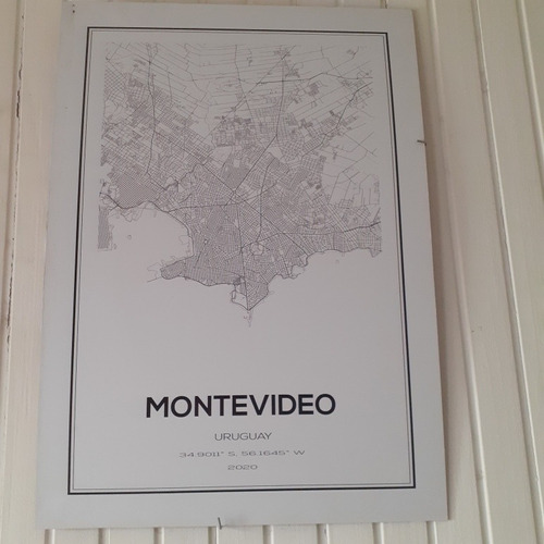 Afiche Arte Plano De Montevideo - 69 Cm X 49 Cm