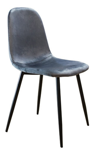 Silla Soho Tulip Pack X 4 Unidades Pana Estructura De La Silla Negro Asiento Gris