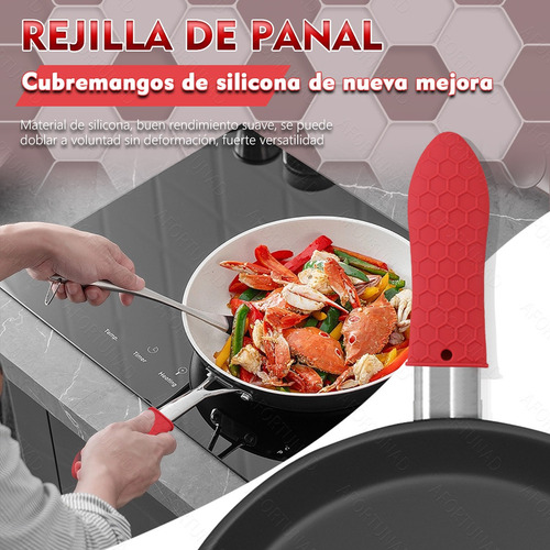 3 Funda Agarradera De Mango Silicón Para Sartén Olla Hierro