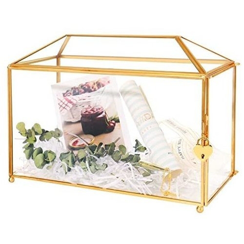 Caja Grande De 12.6 Pulgadas De Cristal Dorado Para Recepció