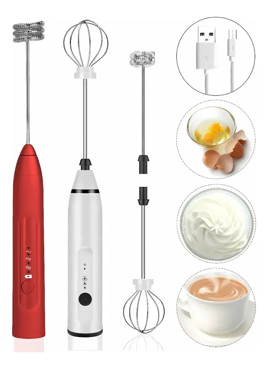 Mini Mixer Misturador Batedor Elétrico Bebida Espuma Leite - Branco