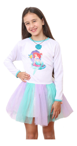 Disfraz Infantil Sirenita Ariel Con Accesorio Collar  Full