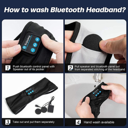 Imagen 6 de 6 de Bandana Bluetooth Auriculares Música Ejercicio Dormir Cinta